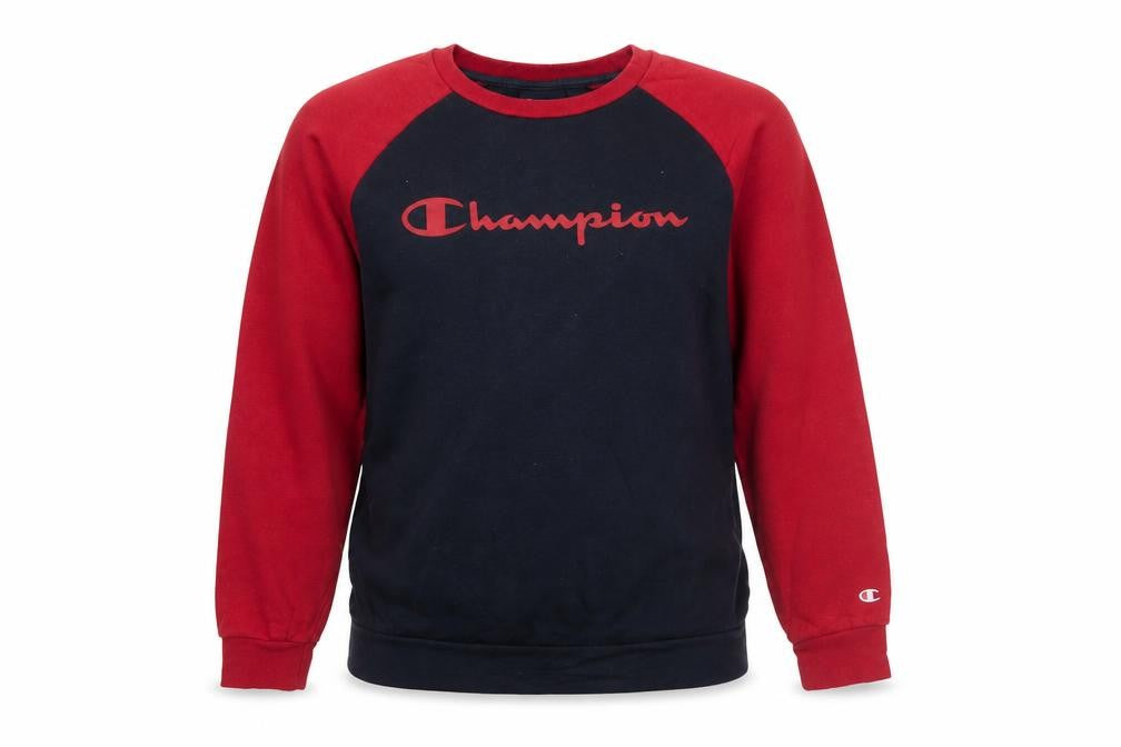 Front view of Champion boys’ navy red xl 13-14 years crew neck pullover sweatshirt