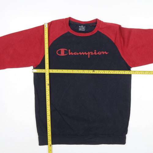 Champion Boys Navy Red XL 13-14 Years Crew Neck Pullover Sweatshirt