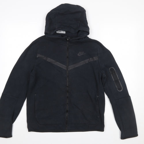 Nike Boys Black XL Full Zip Hoodie - Cotton Blend Sportswear
