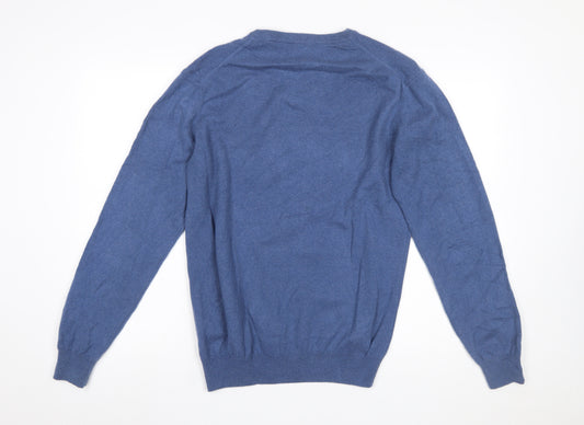 Gant Men's Blue Lambswool Crew Neck Pullover Jumper L