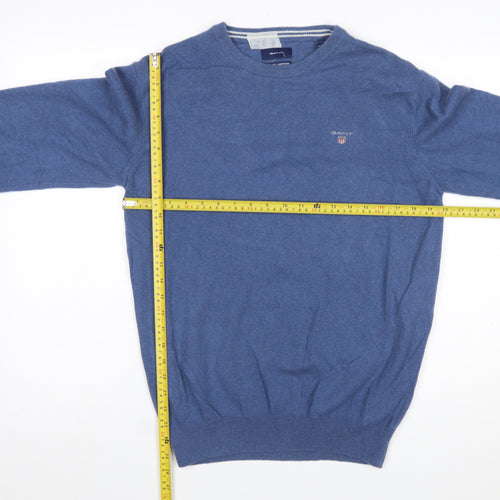 Gant Men's Blue Lambswool Crew Neck Pullover Jumper L