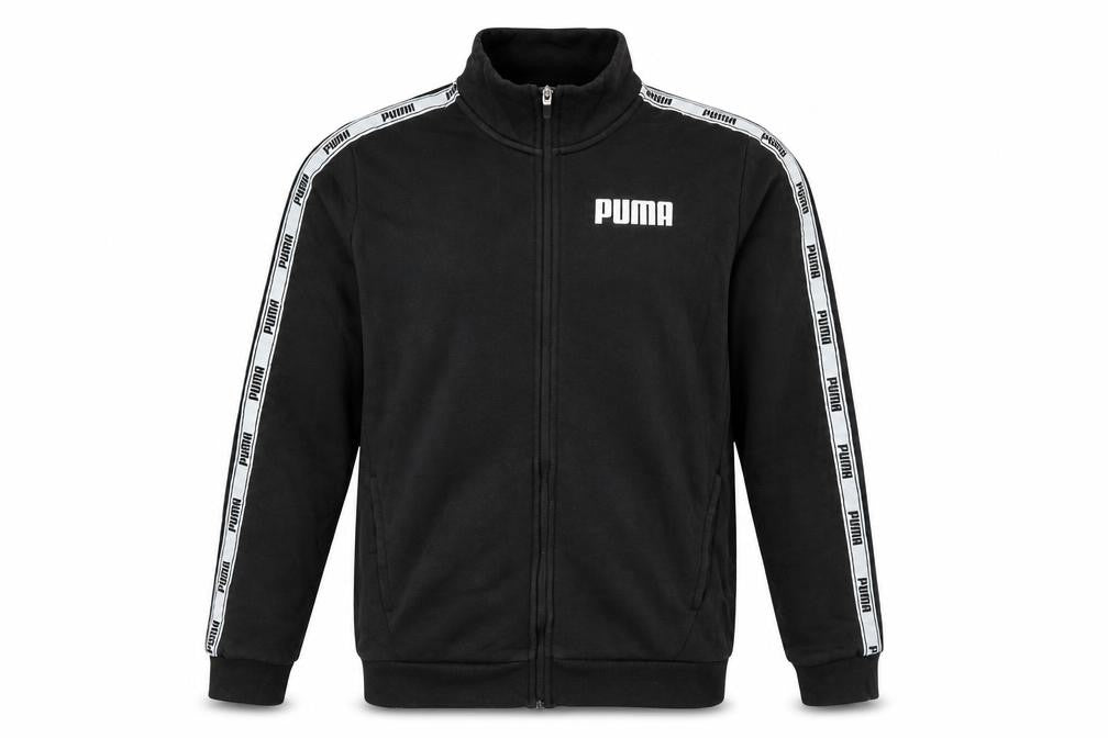 Front view of PUMA Men's Black Full Zip Sweatshirt Jacket, size M, Regular Fit