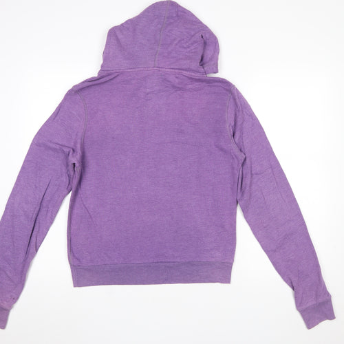 Superdry Women Purple Pullover Hoodie L Logo Tokyo Print Cotton Blend