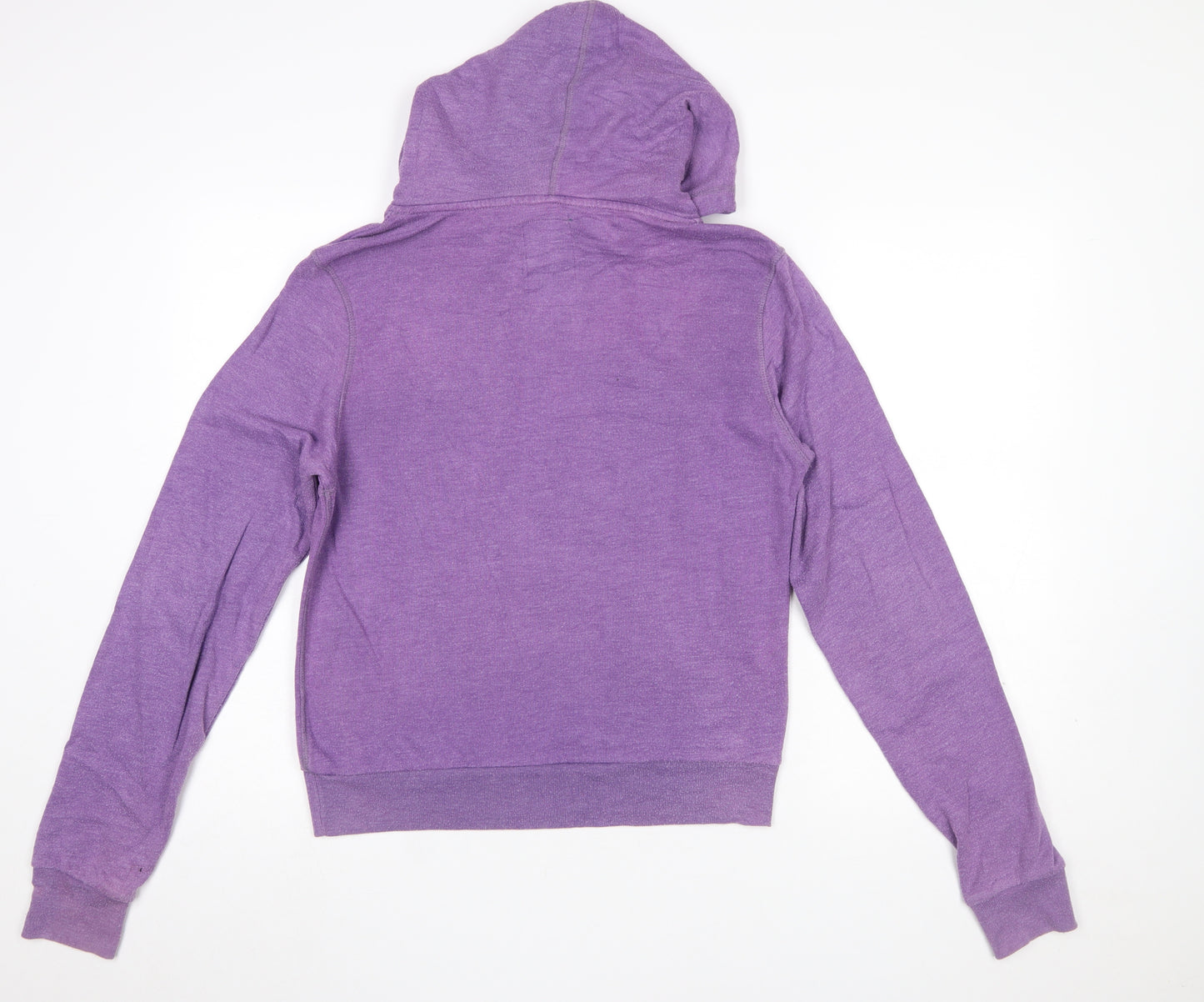 Superdry Women Purple Pullover Hoodie L Logo Tokyo Print Cotton Blend