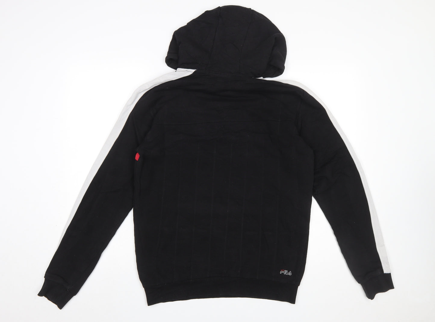 Fila Men's Black M Pullover Hoodie with Logo and Red Stripe