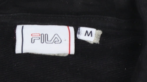Fila Men's Black M Pullover Hoodie with Logo and Red Stripe