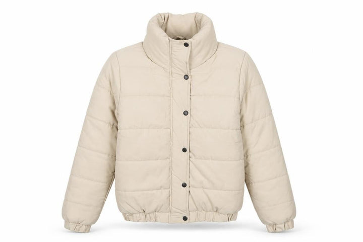 boohoo Womens Beige Puffer Jacket Size 8 Short Quilted Winter Coat