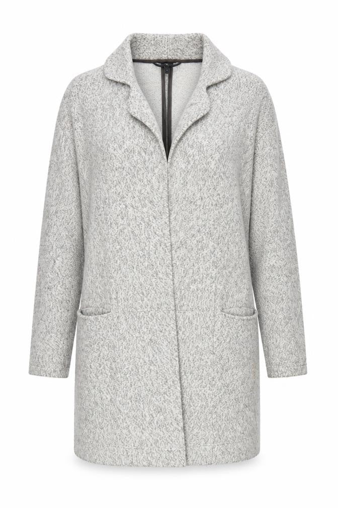 Front view of Next Women’s Grey Long Sleeve Collared Knit Cardigan, size UK 8