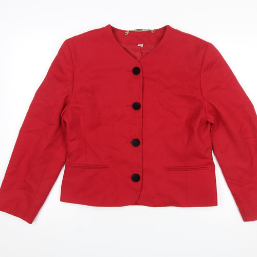 First Avenue Women's Red Wool Blazer Jacket Size 12 Classic Workwear
