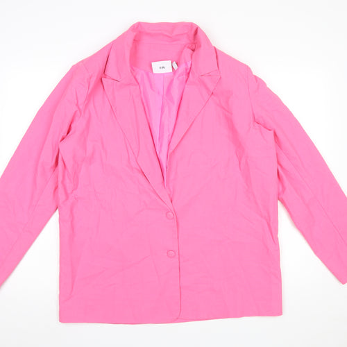 Daisy Street Women’s Pink Linen Blend Single-Breasted Blazer Size 16