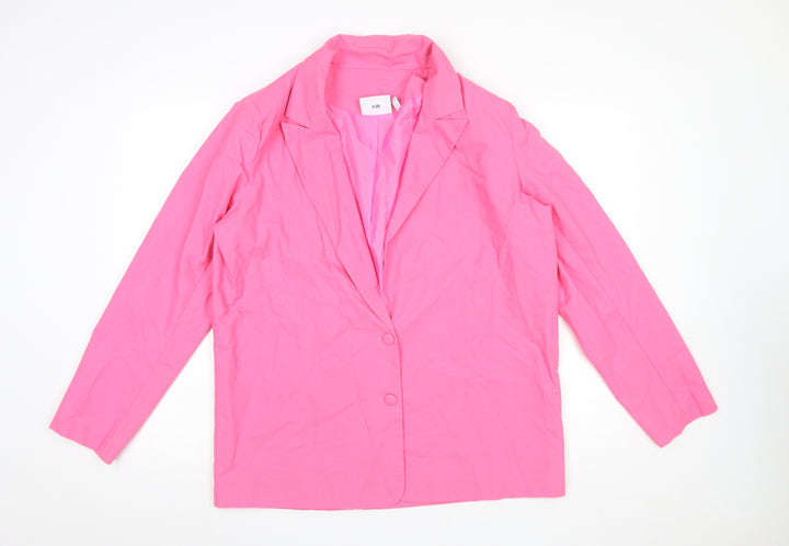 Daisy Street Women’s Pink Linen Blend Single-Breasted Blazer Size 16