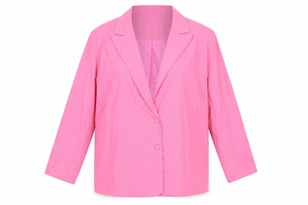 Daisy Street Women’s Pink Linen Blend Single-Breasted Blazer Size 16