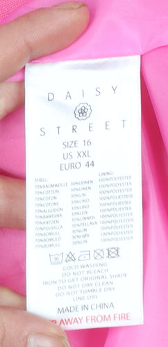 Daisy Street Women’s Pink Linen Blend Single-Breasted Blazer Size 16