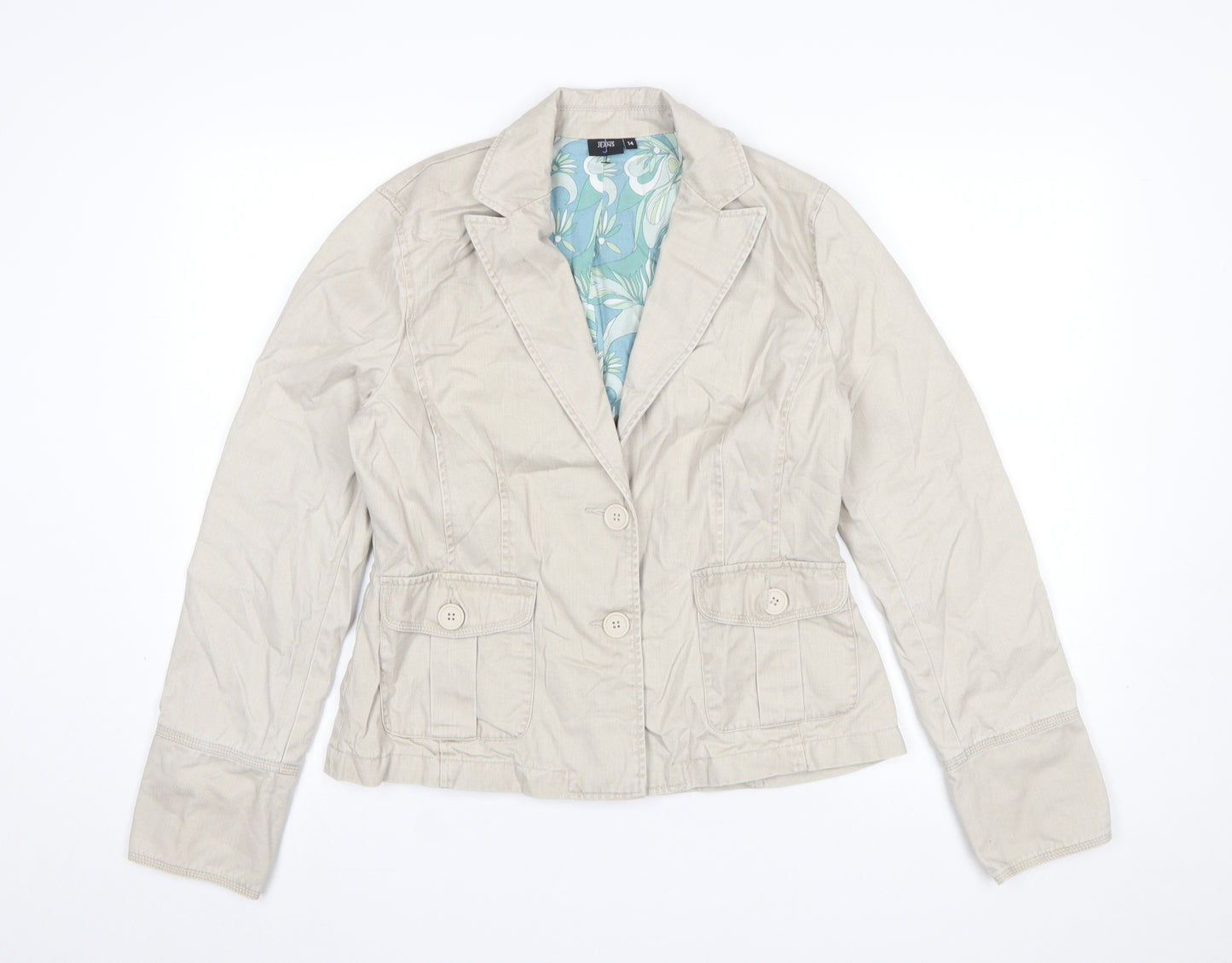 Jasper Conran Jeans Beige Cotton Blazer Jacket Women's Size 14