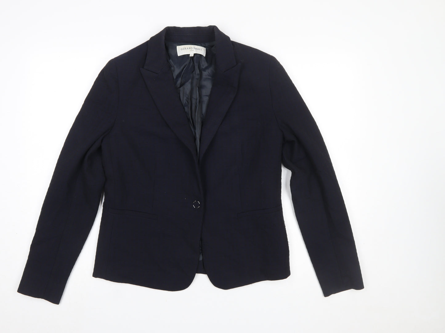 Gerard Darel Women's Navy Classic Blazer Size 10 Single-Breasted Linen Blend