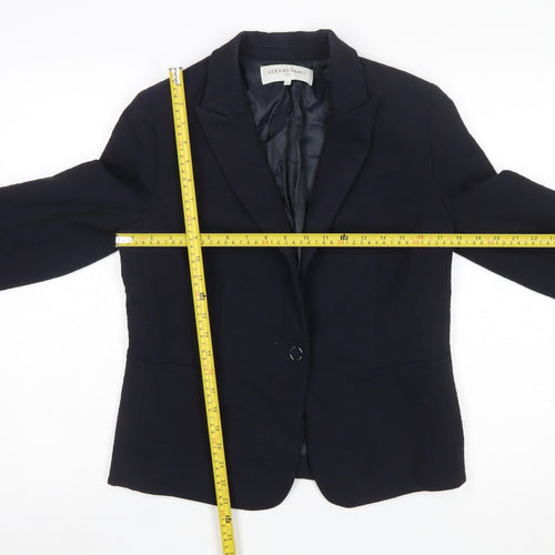 Gerard Darel Women's Navy Classic Blazer Size 10 Single-Breasted Linen Blend