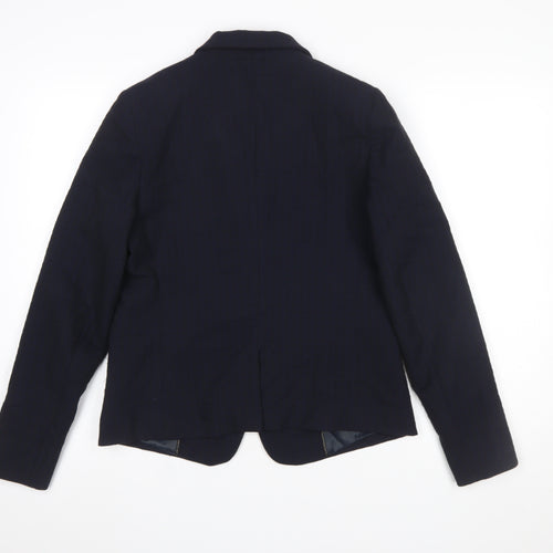 Gerard Darel Women's Navy Classic Blazer Size 10 Single-Breasted Linen Blend