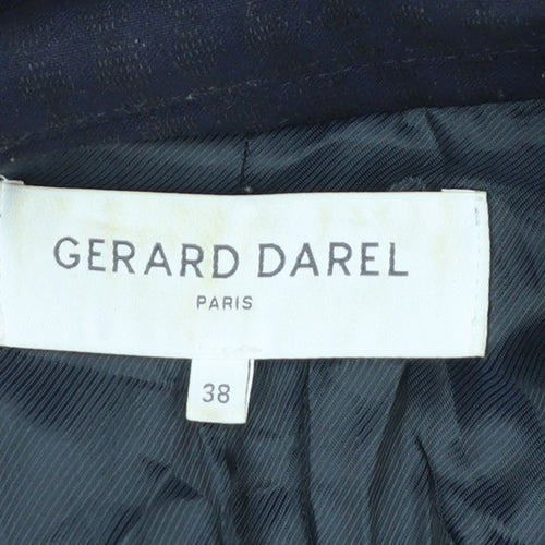 Gerard Darel Women's Navy Classic Blazer Size 10 Single-Breasted Linen Blend
