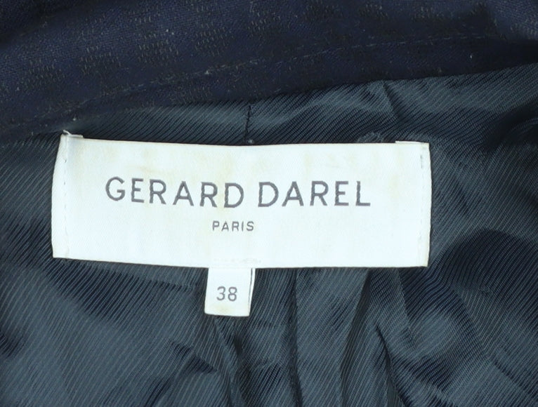 Gerard Darel Women's Navy Classic Blazer Size 10 Single-Breasted Linen Blend