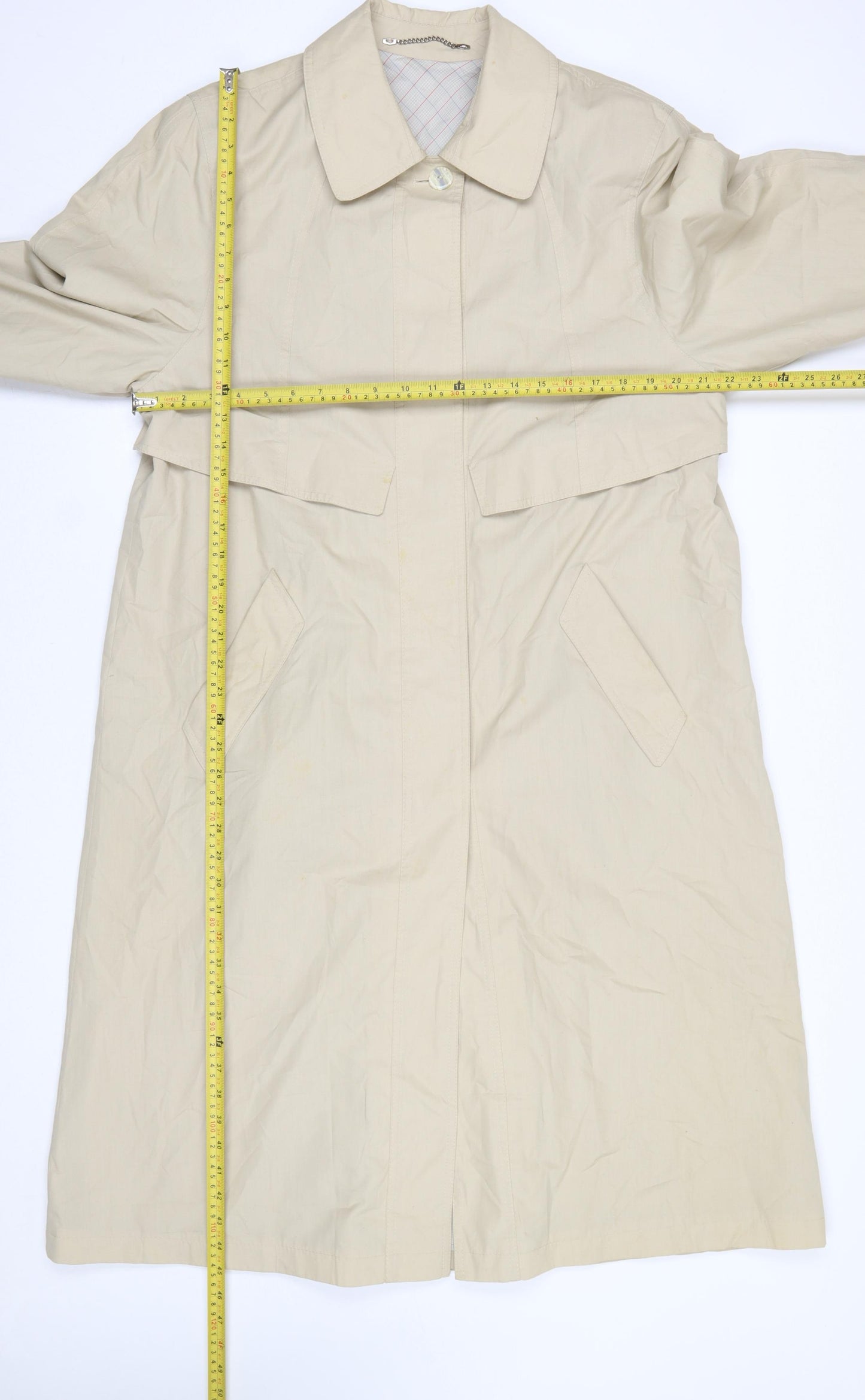 Microtouch Women's Beige Long Trench Coat Size 14