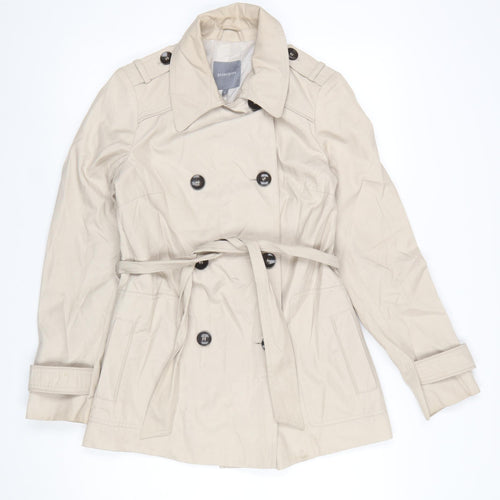 Principles Women's Beige Trench Coat Size 8 Belted Lightweight Cotton Blend