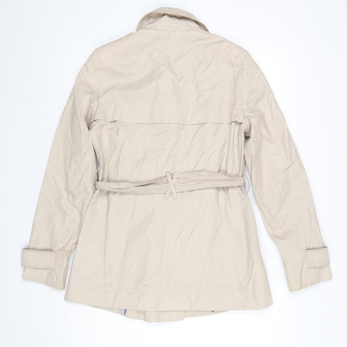 Principles Women's Beige Trench Coat Size 8 Belted Lightweight Cotton Blend