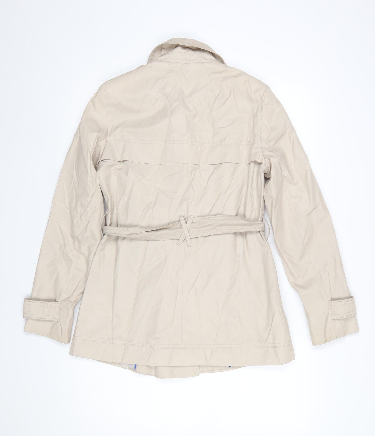 Principles Women's Beige Trench Coat Size 8 Belted Lightweight Cotton Blend