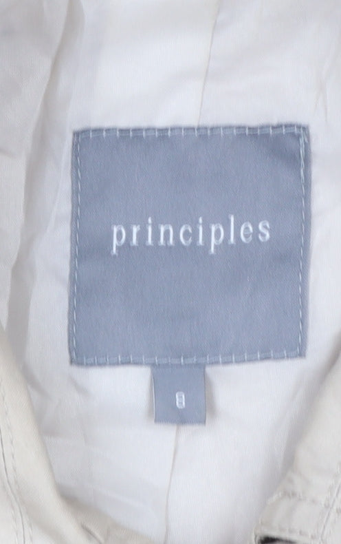 Principles Women's Beige Trench Coat Size 8 Belted Lightweight Cotton Blend