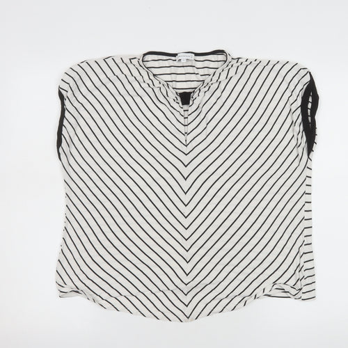 Warehouse Women's White Striped Sleeveless Blouse Size 14