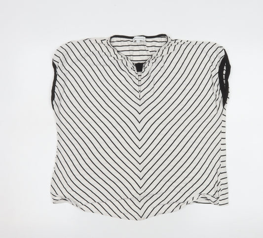 Warehouse Women's White Striped Sleeveless Blouse Size 14