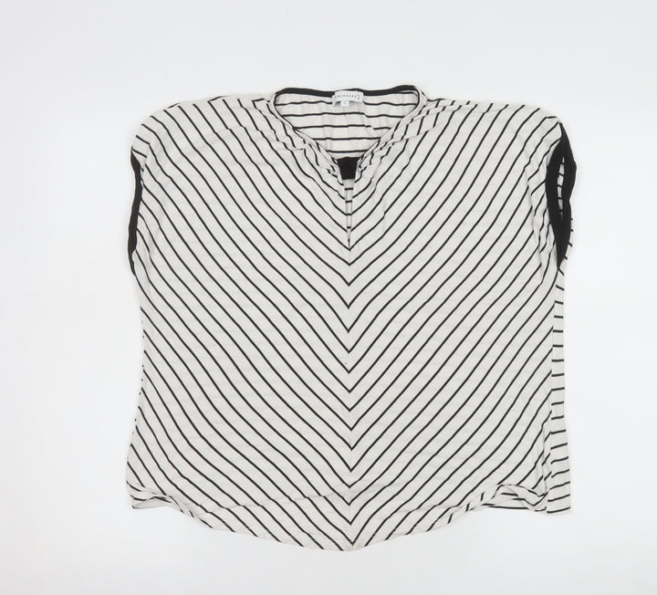 Warehouse Women's White Striped Sleeveless Blouse Size 14