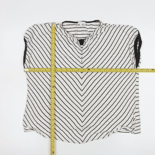 Warehouse Women's White Striped Sleeveless Blouse Size 14