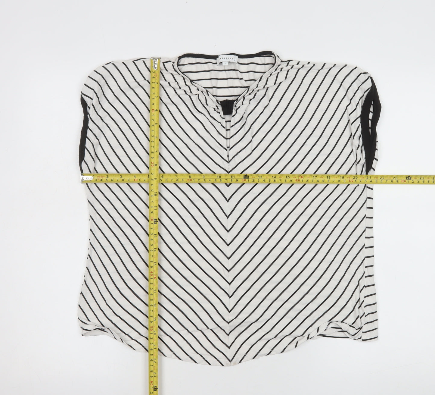 Warehouse Women's White Striped Sleeveless Blouse Size 14