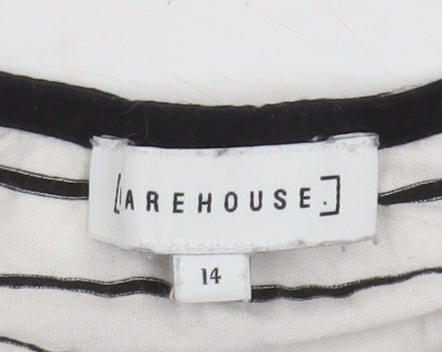 Warehouse Women's White Striped Sleeveless Blouse Size 14
