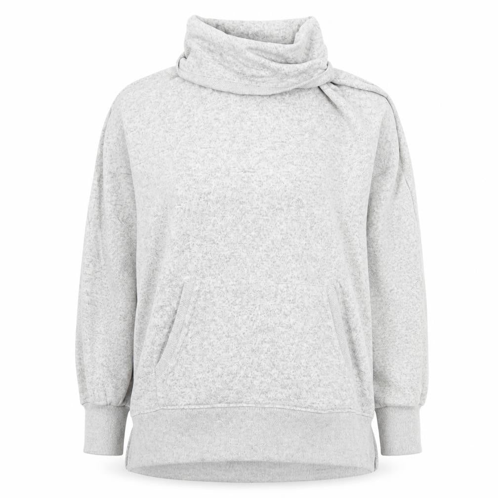 Front view of Oysho Women Grey Pullover Cowl Neck Sweatshirt, size S, Viscose Blend