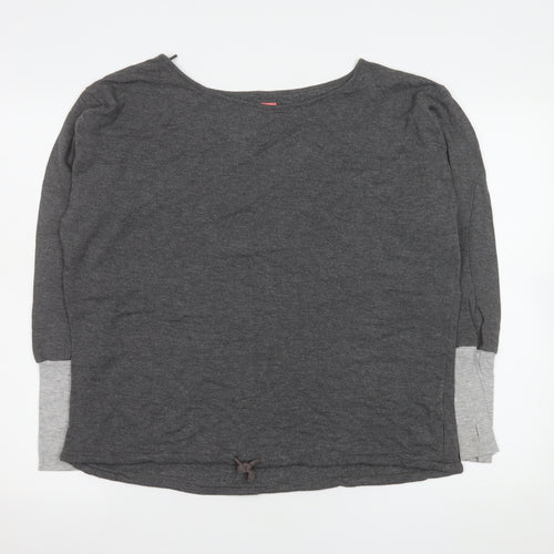 Next Women's Grey Basic 3/4 Sleeve Boat Neck T-Shirt Size S