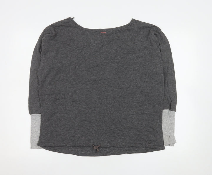 Next Women's Grey Basic 3/4 Sleeve Boat Neck T-Shirt Size S