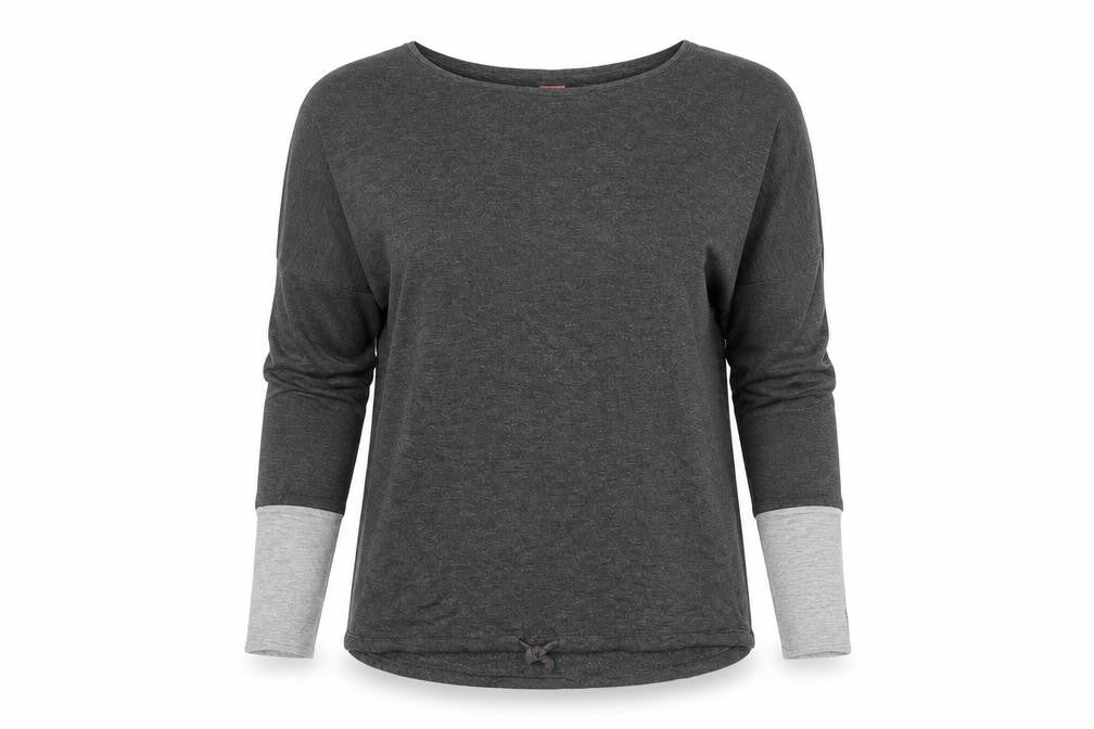 Front view of Next Women's Grey Basic 3/4 Sleeve Boat Neck T-Shirt, size S