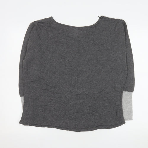 Next Women's Grey Basic 3/4 Sleeve Boat Neck T-Shirt Size S