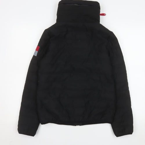 Harlequins Womens Black Hooded Puffer Jacket M Polyester Zip