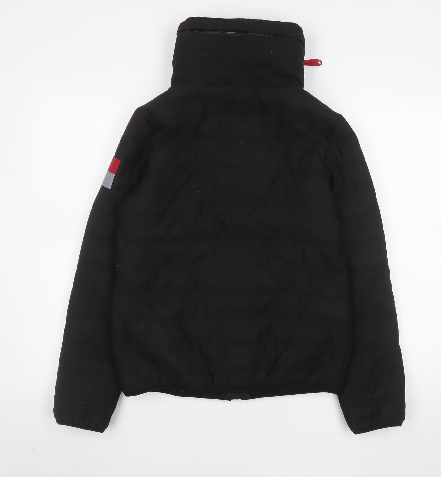 Harlequins Womens Black Hooded Puffer Jacket M Polyester Zip