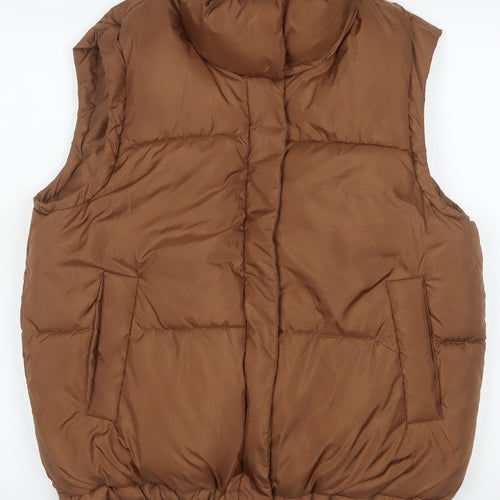 Ci Sono Women Brown L Puffer Waistcoat Windproof Cozy Vest