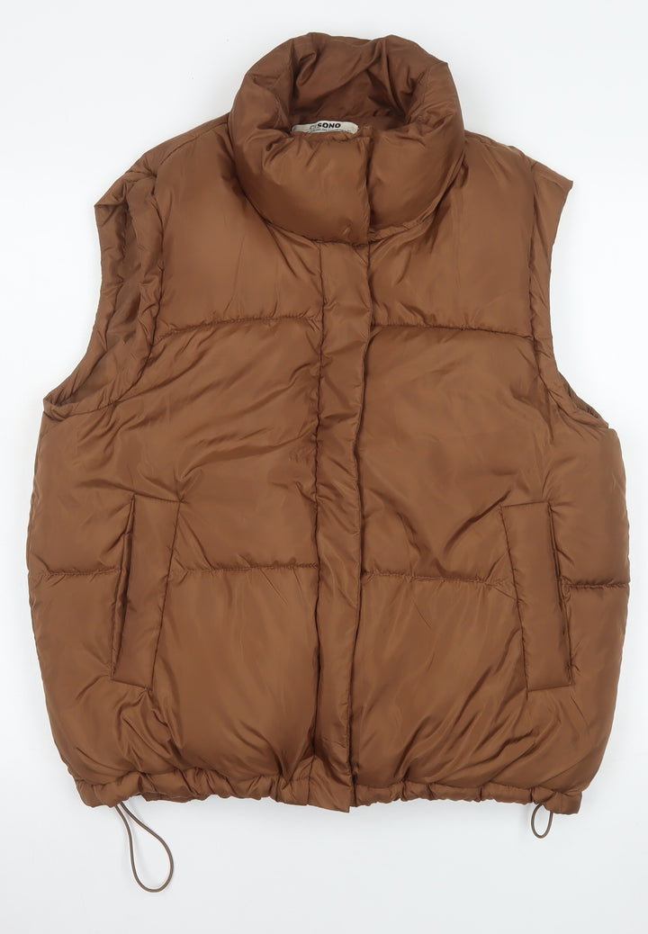 Ci Sono Women Brown L Puffer Waistcoat Windproof Cozy Vest