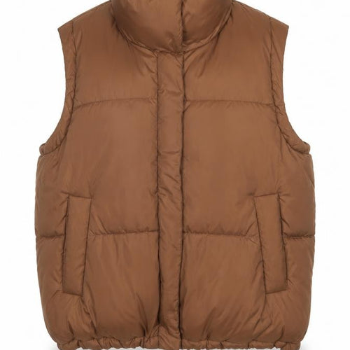 Ci Sono Women Brown L Puffer Waistcoat Windproof Cozy Vest
