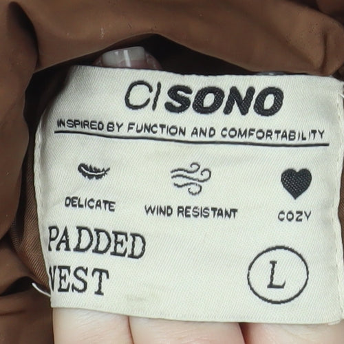 Ci Sono Women Brown L Puffer Waistcoat Windproof Cozy Vest