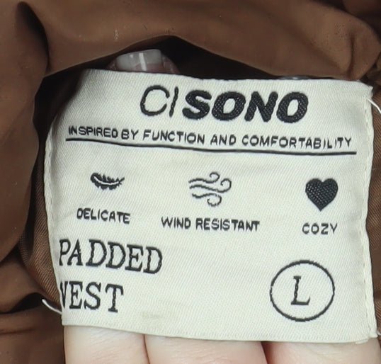 Ci Sono Women Brown L Puffer Waistcoat Windproof Cozy Vest