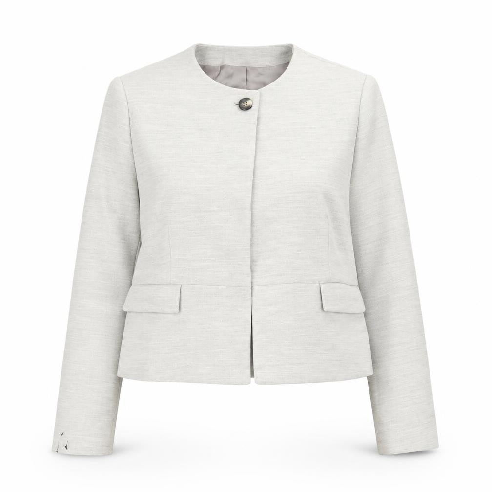 Mango Women Beige Suit Jacket XL Classic Lined Tailored Blazer