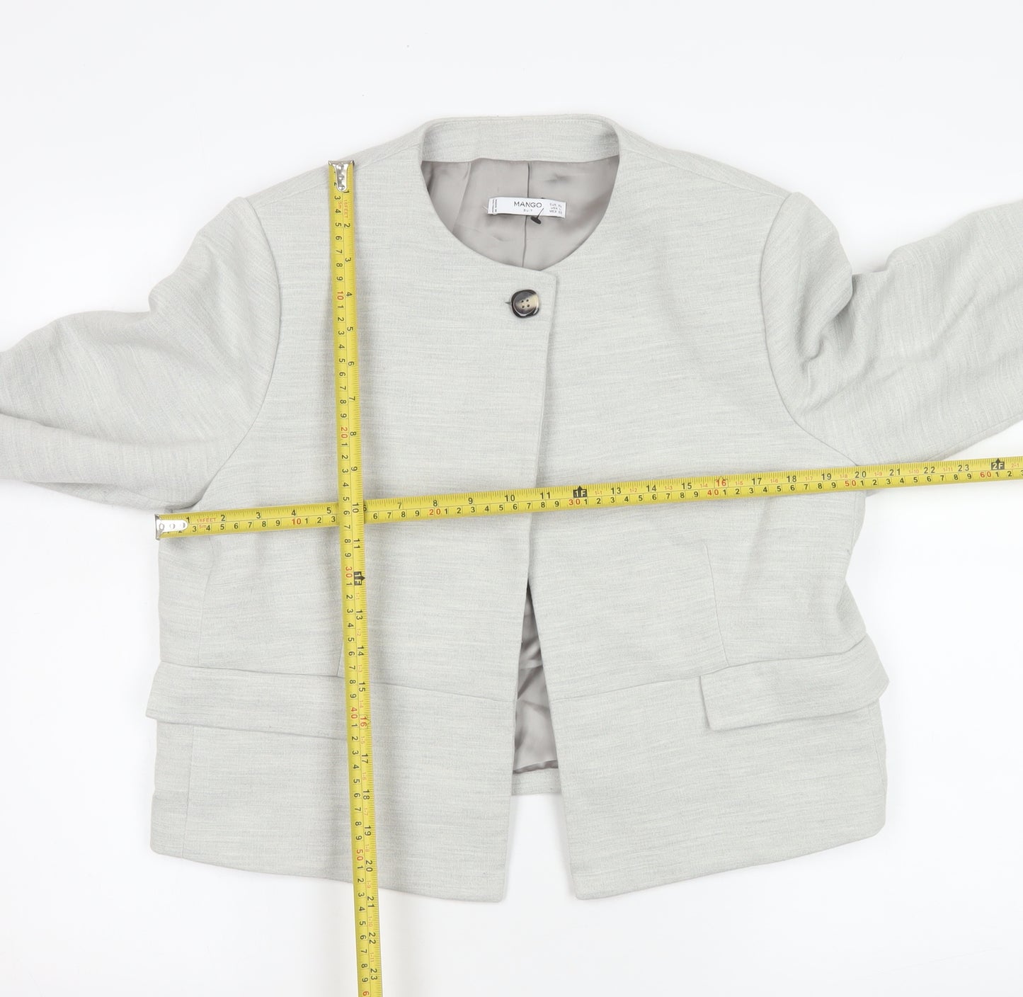 Mango Women Beige Suit Jacket XL Classic Lined Tailored Blazer