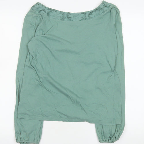Warehouse Women’s Green Cotton Long Sleeve Crochet Blouse Size 16