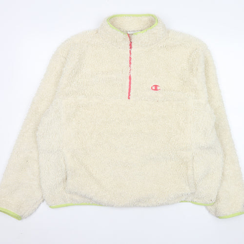 Champion Elite Womens Beige Fleece 1/4 Zip Pullover Hoodie XL